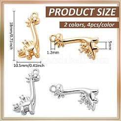 8 Stück 2 Farben Messing Micro Pave klare Zirkonia Anhänger&nbsp;KK-BC0014-84