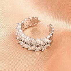 Bagues de manchette en laiton micro pavé de zircone cubique pour femmes&nbsp;RJEW-Z113-49P