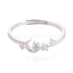 925 verstellbarer Fingerring aus Sterlingsilber mit Mikropavé und klaren Zirkonia für Damen&nbsp;STER-N016-144S