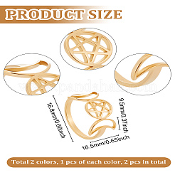 2 bague triple lune en acier inoxydable 304 pour femme&nbsp;RJEW-LP0001-38
