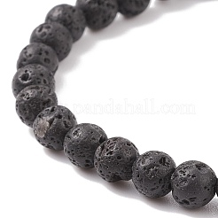 Conchiglia di cavallo e braccialetto elasticizzato con perline di roccia lavica naturale&nbsp;BJEW-JB08235-01