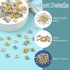 90 Uds. Cuentas espaciadoras de rhinestone de latón de 3 colores&nbsp;KK-YW0004-58