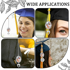 Pendenti pendenti per laurea con ala e piatto tondo in lega e ottone con cappello da dottorato&nbsp;HJEW-SP00002