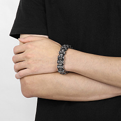 Edelstahl-Totenkopf-Gliederkettenarmband für Herren&nbsp;WG89926-01