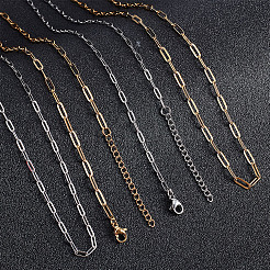 18 collier chaîne trombone en acier inoxydable 667&nbsp;NJEW-ME0001-08