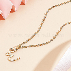1 collar con colgante de letra de acero inoxidable 304&nbsp;NJEW-LP0001-39W-G