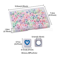 210pcs 6 Farben undurchsichtige weiße europäische Acrylperlen&nbsp;MACR-YW0002-75A