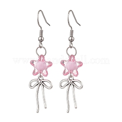 Pendientes colgantes de vidrio acrílico con forma de flor y lazo&nbsp;EJEW-JE06794