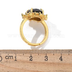 Anelli da dito in occhio di tigre naturale girasole&nbsp;RJEW-B113-03G-04