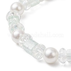 Bracelets extensibles en perles de verre craquelé et coquillage pour femmes&nbsp;BJEW-JB12384-03