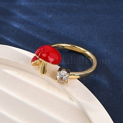 Bagues de manchette ouvertes en laiton avec micro pavé de zircone cubique pour femmes&nbsp;RJEW-U057-26G-02