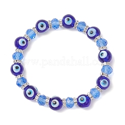 Bracelets extensibles en verre et perles de verre artisanales contre le mauvais œil pour hommes et femmes&nbsp;BJEW-JB12454