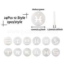 24pcs 12 natürliche Süßwasser-Muschel-Charms&nbsp;SHEL-KS0001-04