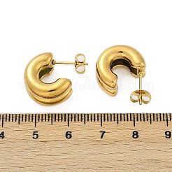 Orecchini a bottone a forma di C in acciaio inossidabile 304&nbsp;EJEW-S272-01G