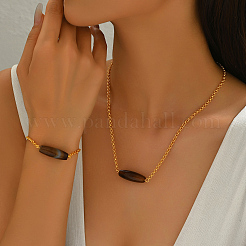 Ovale Armbänder und Halsketten-Sets aus natürlichem Achat für Damen&nbsp;SD6681