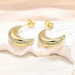 Ohrstecker aus Messing mit Mikropavé und klaren kubischen Zirkonia für Damen&nbsp;EJEW-U056-03G