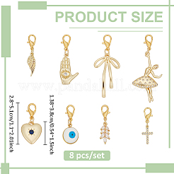 8 pendentif décoratif en laiton pavé de zirconiums cubiques et émail&nbsp;HJEW-BC00127