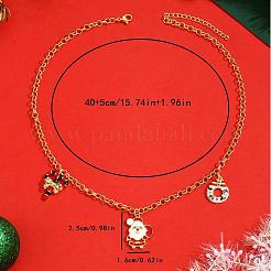 Messing Micro Pave Zirkonia mit Emaille Weihnachtskranz Weihnachtsmann Zuckerstange Anhänger Lätzchen Halsketten für Frauen&nbsp;IP8864