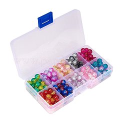 10-farbige runde transparente Crackle-Glasperlen&nbsp;CCG-YW0001-B