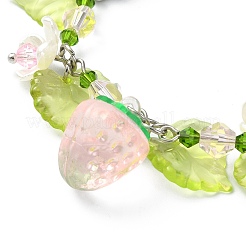 Pulsera con dije de flor de vidrio&nbsp;BJEW-JB09435