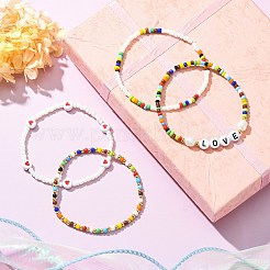 Ensemble de bracelets extensibles en perles de verre&nbsp;BJEW-TA00323