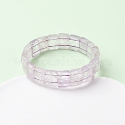 Braccialetti elastici rettangolari con perline di ametista naturale per donne e uomini&nbsp;BJEW-Z149-01D