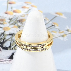 Offene Manschettenringe aus Messing mit Mikropavé-Kubikzirkonia für Damen&nbsp;LS-RJEW-R011-01G-02