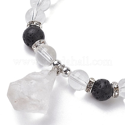 Braccialetti in rilievo di cristallo di stirata quarzo naturale&nbsp;BJEW-JB10070-05