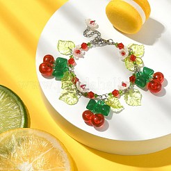 Armband mit Blumenanhänger aus Glas&nbsp;BJEW-JB09435-04