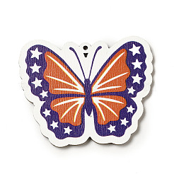 Große Anhänger aus Espenholz mit einseitig bedrucktem Thema der amerikanischen Flagge&nbsp;WOOD-G014-09
