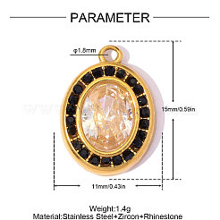 Dijes de acero inoxidable 304 con circonitas cúbicas y rhinestone.&nbsp;CU-OY002-20G-02