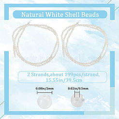 2 hebra de cuentas de concha blanca natural&nbsp;SHEL-BBC0001-05