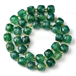 Brins de perles d'agate onyx verte teintées et chauffées naturellement&nbsp;G-Q010-A16-01