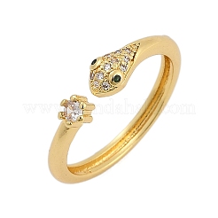 Gestellplattierte Manschettenringe aus Messing mit Mikropavé und klarem Zirkonia für Damen&nbsp;RJEW-M028-59G