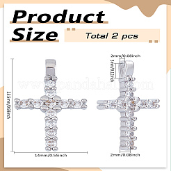 2 pendentif en forme de croix latine en laiton micro pavé de zircones cubiques&nbsp;ZIRC-LP0001-14