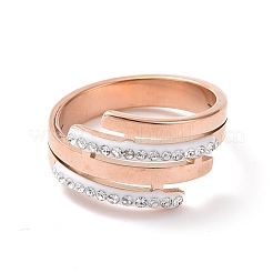 Anillo de dedo de múltiples líneas de rhinestone de cristal&nbsp;RJEW-D120-05B-RG