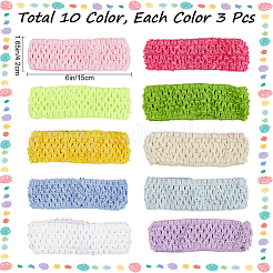30 Stück elastische Häkelstirnbänder aus Polyester in 10 Farben&nbsp;OHAR-GF0001-33A