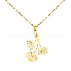 Colliers pendentifs bohèmes en acier inoxydable 304 à triple fleur de pissenlit pour femmes&nbsp;WGDACE5-02