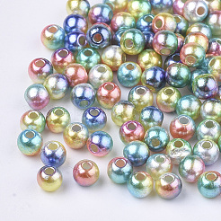 Perles en plastique imitation perles arc-en-abs&nbsp;X1-OACR-Q174-8mm-07