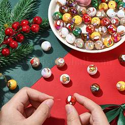 50 perles acryliques opaques imprimées sur le thème de Noël&nbsp;OACR-CJ0002-20