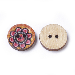 Boutons en bois imprimés&nbsp;WOOD-WH0021-09A