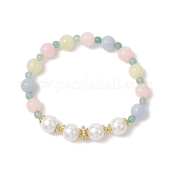 Pulseras de cuentas de morganita de imitación de jade blanco y aventurina verde natural para mujer&nbsp;BJEW-JB11932-02
