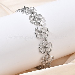 Bracelets à maillons creux en acier inoxydable 304 martelé pour femmes&nbsp;BJEW-F539-01C-P