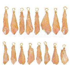 16 pendentif en cristal de quartz naturel brut électroplaqué enveloppé de fil de cuivre&nbsp;FIND-FG0003-30B