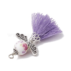 Grandi pendenti in porcellana con perline e nappe in policotone&nbsp;PALLOY-JF02986-02