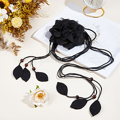 Ceintures à nouer en polyester avec nœud à fleurs&nbsp;AJEW-GF0014-10B