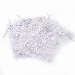 Rosa ha stampato borse organza&nbsp;X-OP-R021-10x15-03