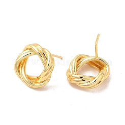 Rack placage laiton évider noeud rond boucles d'oreilles pour les femmes&nbsp;EJEW-F308-03G