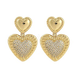 Aretes con forma de corazón de latón chapado en estante para mujer&nbsp;EJEW-D280-06G