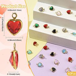 60 pièces 6 couleurs breloques en verre k9&nbsp;GLAA-FS0002-66
